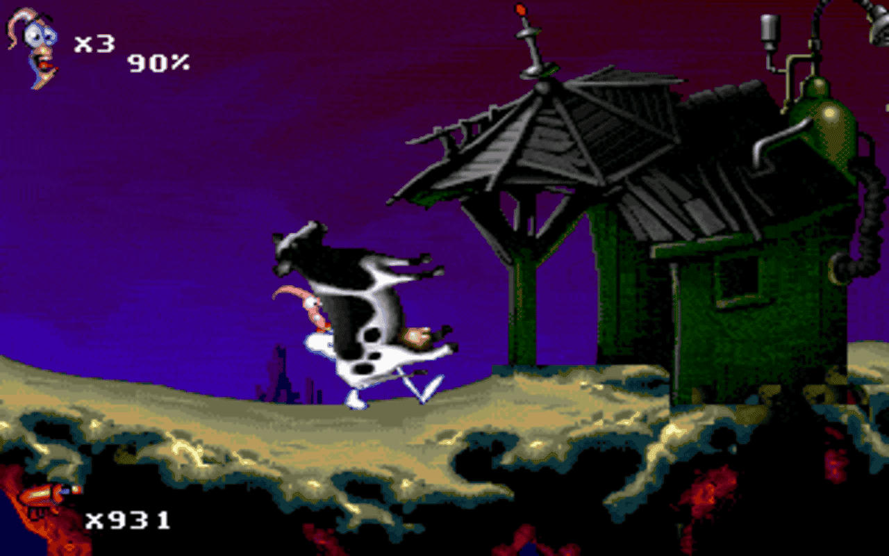 Gameplay screen of Earthworm Jim 1 & 2: The Whole Can 'O Worms (5/8) Gameplay screen of Earthworm Jim 1 & 2: The Whole Can 'O Worms (5/8)