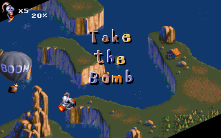 Gameplay screen of Earthworm Jim 1 & 2: The Whole Can 'O Worms (8/8) Gameplay screen of Earthworm Jim 1 & 2: The Whole Can 'O Worms (8/8)