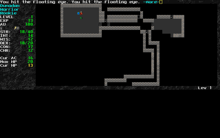 Gameplay screen of Angband (1/8) Gameplay screen of Angband (1/8)