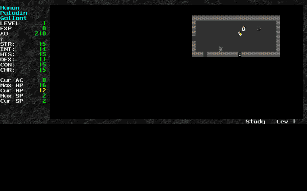 Gameplay screen of Angband (2/8) Gameplay screen of Angband (2/8)