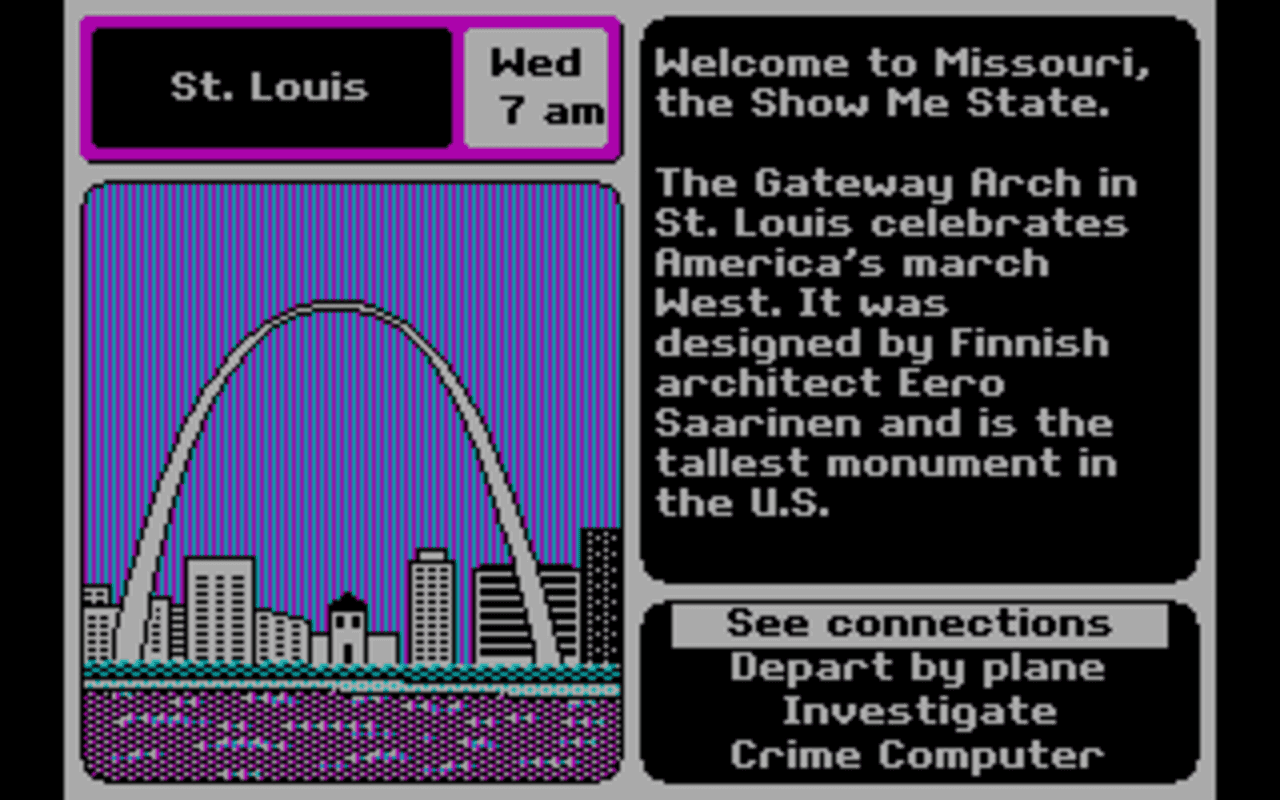 Gameplay screen of Where in the U.S.A. Is Carmen Sandiego? (1/4) Gameplay screen of Where in the U.S.A. Is Carmen Sandiego? (1/4)
