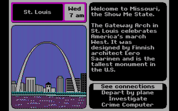 Gameplay screen of Where in the U.S.A. Is Carmen Sandiego? (1/4) Gameplay screen of Where in the U.S.A. Is Carmen Sandiego? (1/4)