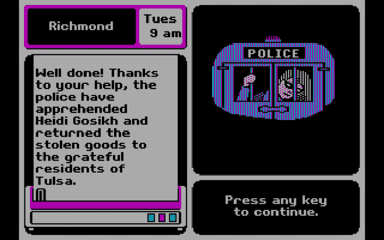 Gameplay screen of Where in the U.S.A. Is Carmen Sandiego? (4/4) Gameplay screen of Where in the U.S.A. Is Carmen Sandiego? (4/4)
