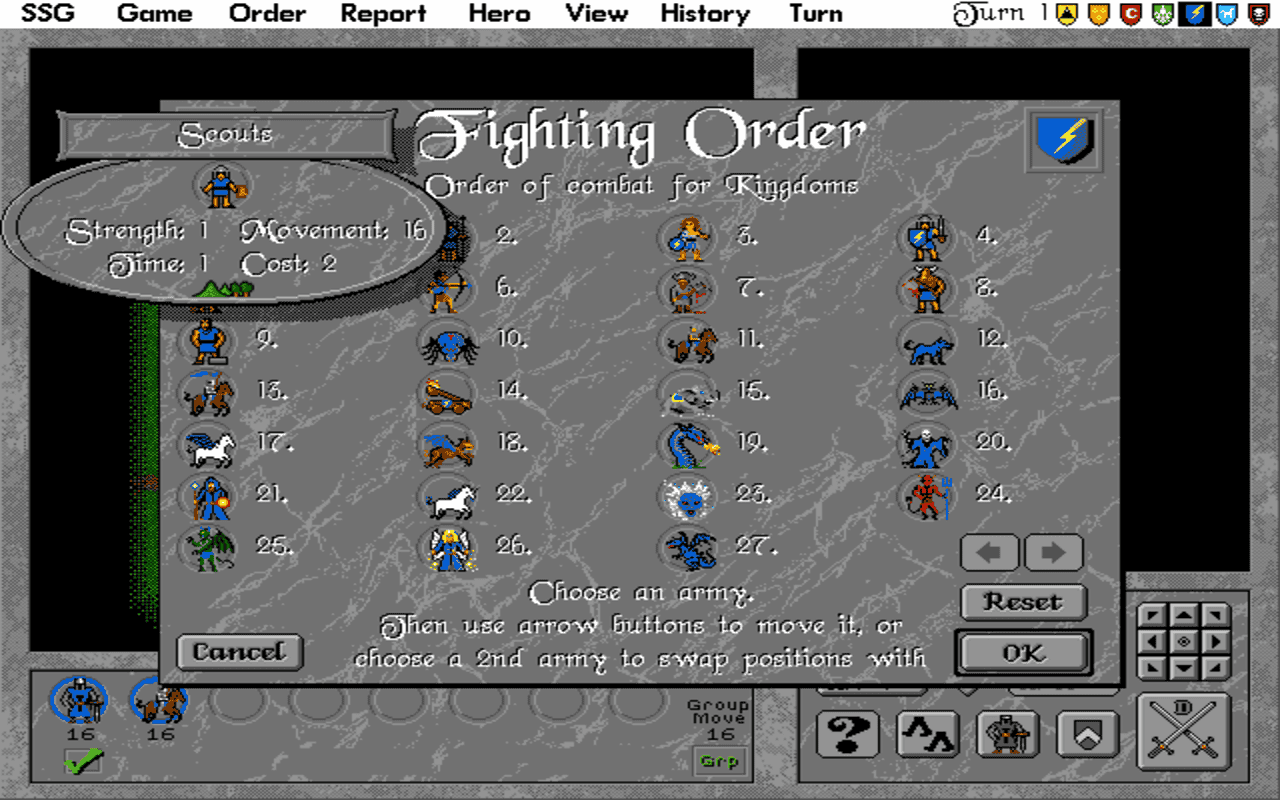 Gameplay screen of Warlords II (6/8) Gameplay screen of Warlords II (6/8)