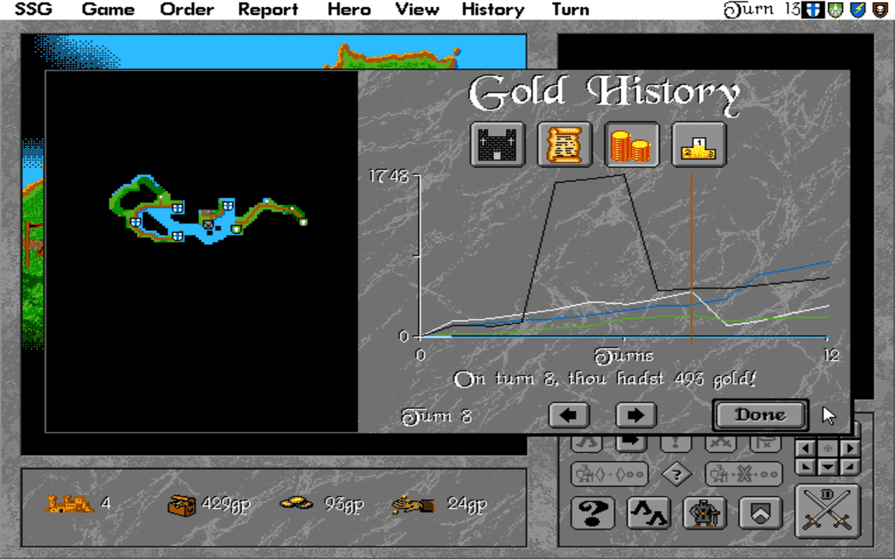 Gameplay screen of Warlords II (7/8) Gameplay screen of Warlords II (7/8)