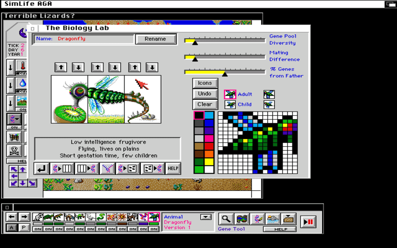 Gameplay screen of SimLife (1/4) Gameplay screen of SimLife (1/4)