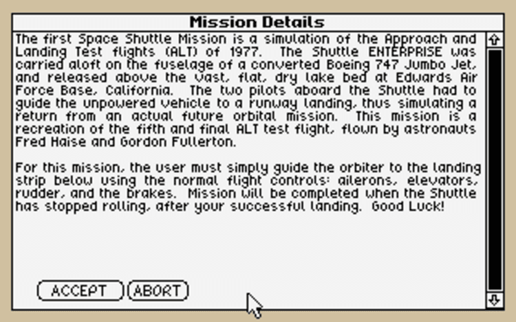 Gameplay screen of Shuttle: The Space Flight Simulator (4/8) Gameplay screen of Shuttle: The Space Flight Simulator (4/8)