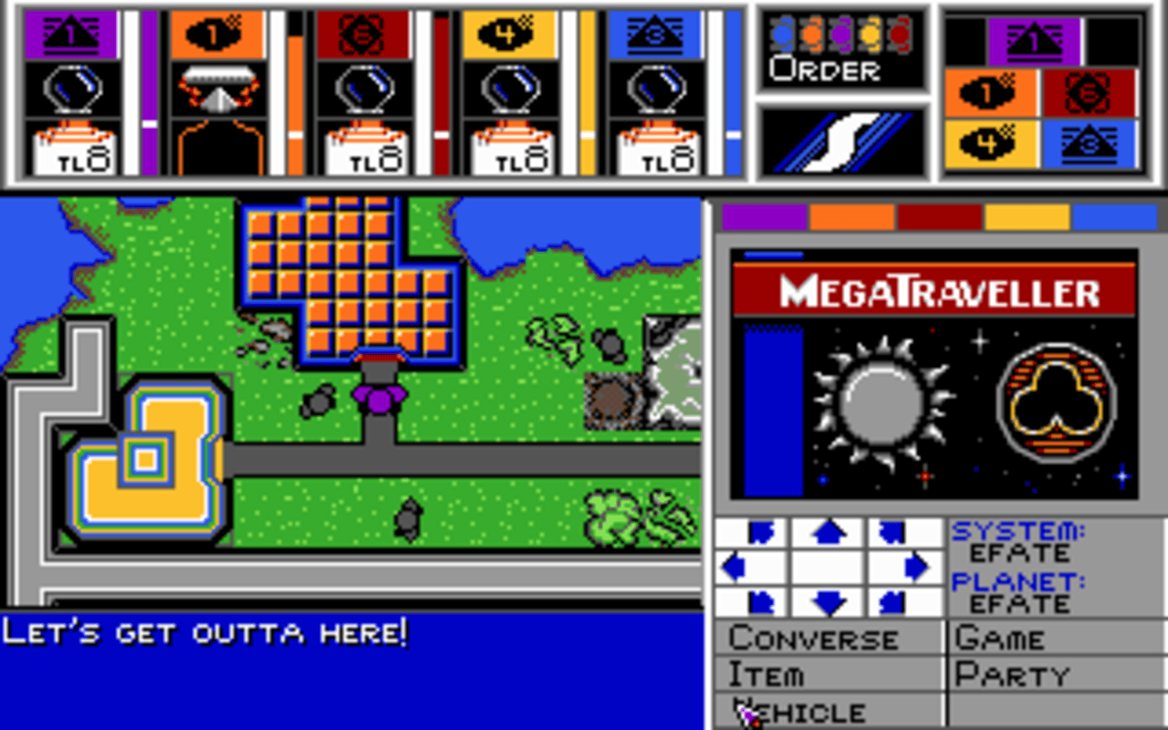 Gameplay screen of MegaTraveller 1: The Zhodani Conspiracy (1/8) Gameplay screen of MegaTraveller 1: The Zhodani Conspiracy (1/8)