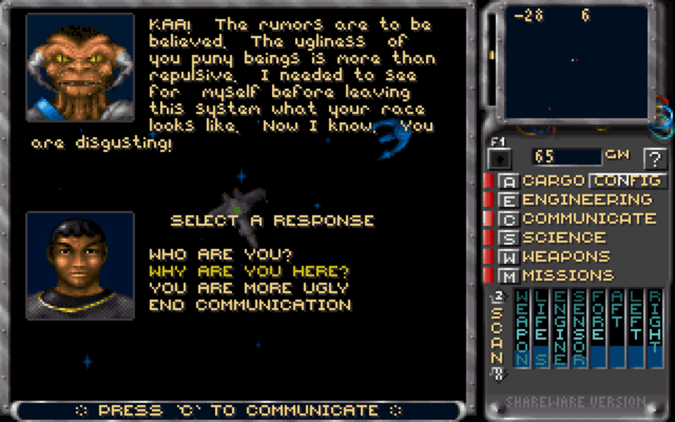 Gameplay screen of Solar Winds: The Escape (2/8) Gameplay screen of Solar Winds: The Escape (2/8)