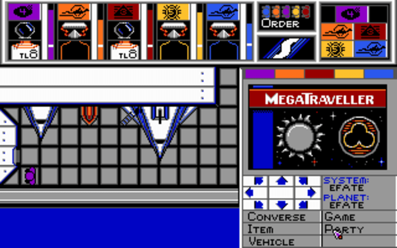 Gameplay screen of MegaTraveller 1: The Zhodani Conspiracy (3/8) Gameplay screen of MegaTraveller 1: The Zhodani Conspiracy (3/8)