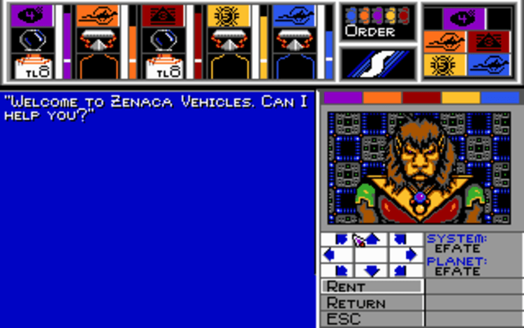 Gameplay screen of MegaTraveller 1: The Zhodani Conspiracy (7/8) Gameplay screen of MegaTraveller 1: The Zhodani Conspiracy (7/8)