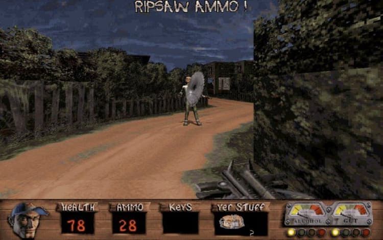 Gameplay screen of Redneck Rampage: Suckin' Grits on Route 66 (7/8) Gameplay screen of Redneck Rampage: Suckin' Grits on Route 66 (7/8)