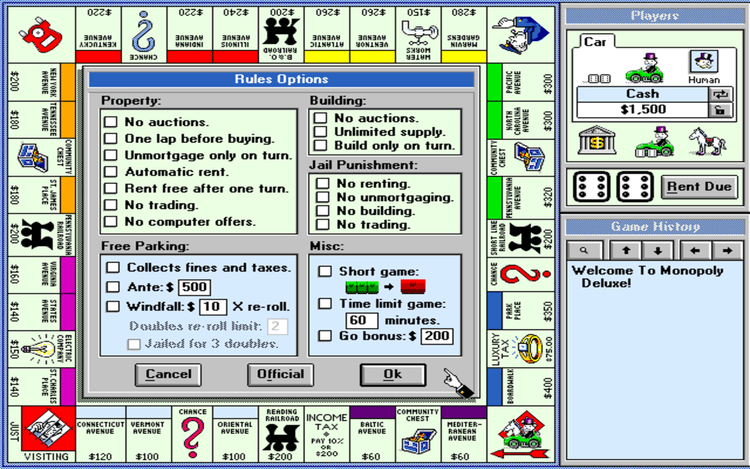Gameplay screen of Monopoly Deluxe (7/8) Gameplay screen of Monopoly Deluxe (7/8)