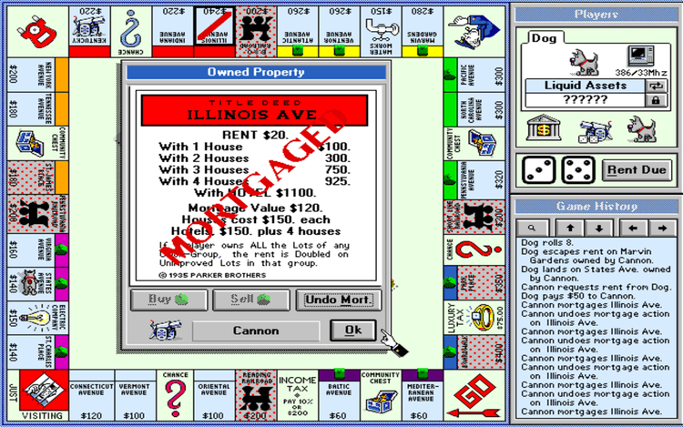 Gameplay screen of Monopoly Deluxe (1/8) Gameplay screen of Monopoly Deluxe (1/8)