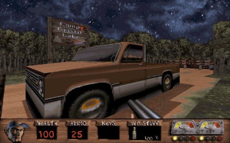Gameplay screen of Redneck Rampage: Suckin' Grits on Route 66 (1/8) Gameplay screen of Redneck Rampage: Suckin' Grits on Route 66 (1/8)