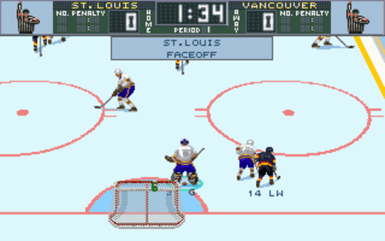 Gameplay screen of Brett Hull Hockey 95 (2/8) Gameplay screen of Brett Hull Hockey 95 (2/8)