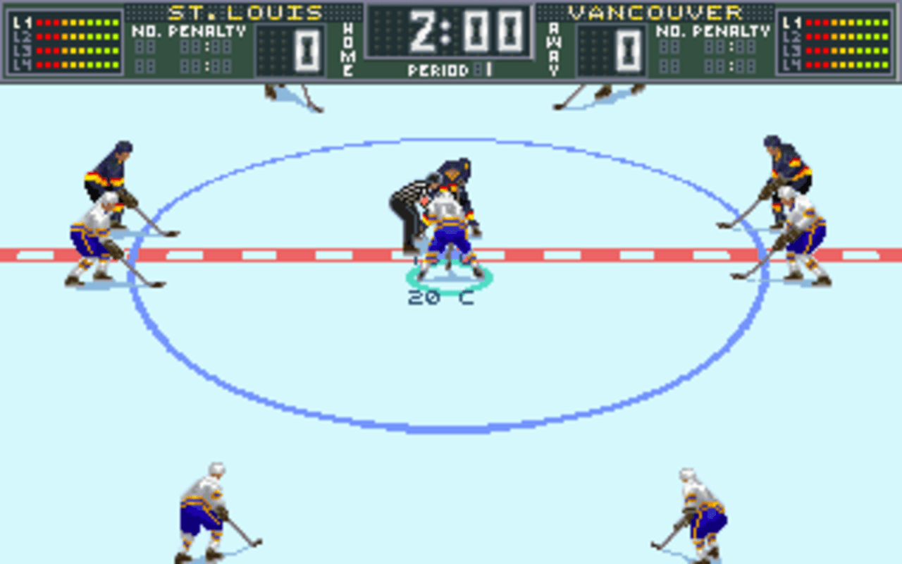 Gameplay screen of Brett Hull Hockey 95 (3/8) Gameplay screen of Brett Hull Hockey 95 (3/8)