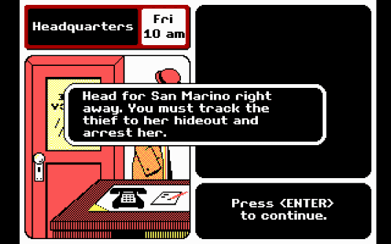 Gameplay screen of Where in Europe is Carmen Sandiego? (1/8) Gameplay screen of Where in Europe is Carmen Sandiego? (1/8)