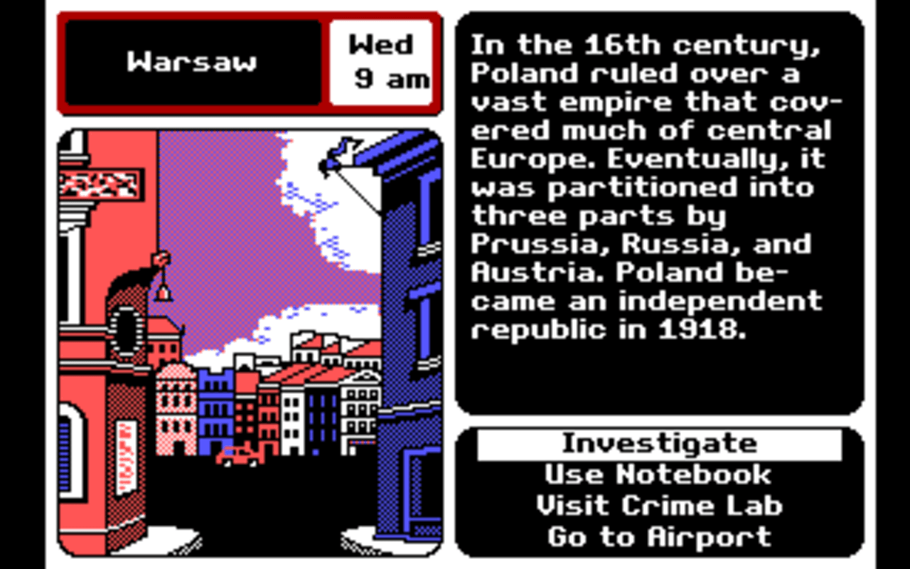 Gameplay screen of Where in Europe is Carmen Sandiego? (4/8) Gameplay screen of Where in Europe is Carmen Sandiego? (4/8)