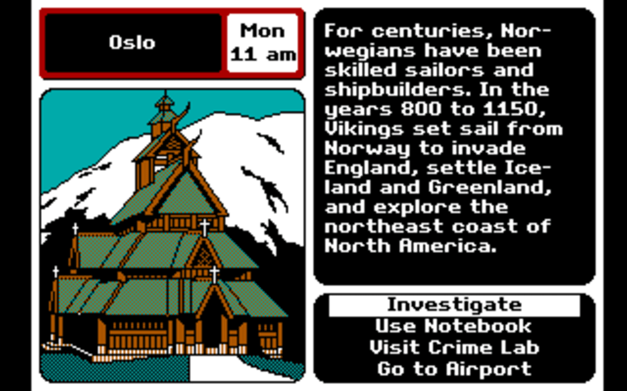 Gameplay screen of Where in Europe is Carmen Sandiego? (5/8) Gameplay screen of Where in Europe is Carmen Sandiego? (5/8)