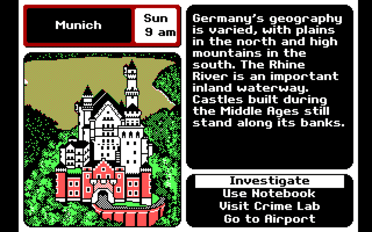 Gameplay screen of Where in Europe is Carmen Sandiego? (6/8) Gameplay screen of Where in Europe is Carmen Sandiego? (6/8)