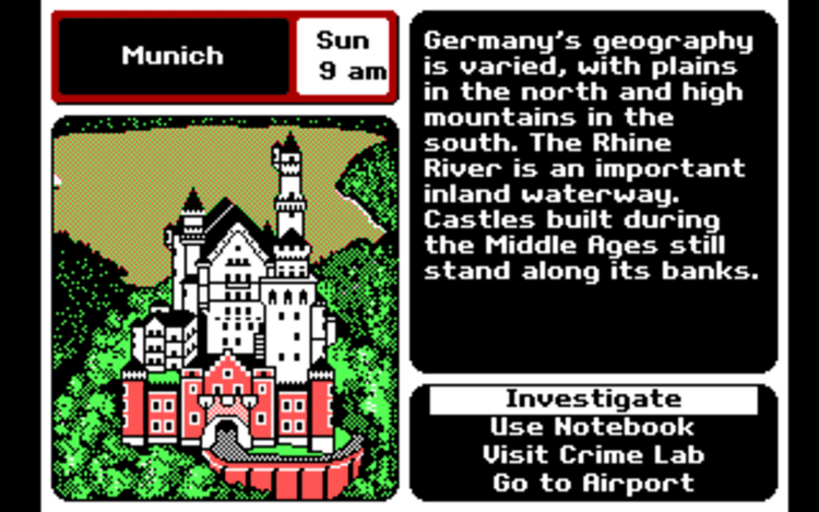 Gameplay screen of Where in Europe is Carmen Sandiego? (6/8) Gameplay screen of Where in Europe is Carmen Sandiego? (6/8)