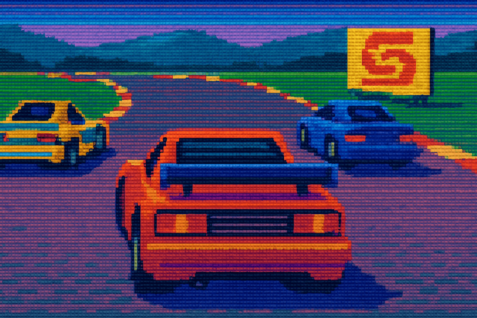 90s PC racing game atmosphere 90s PC racing game atmosphere